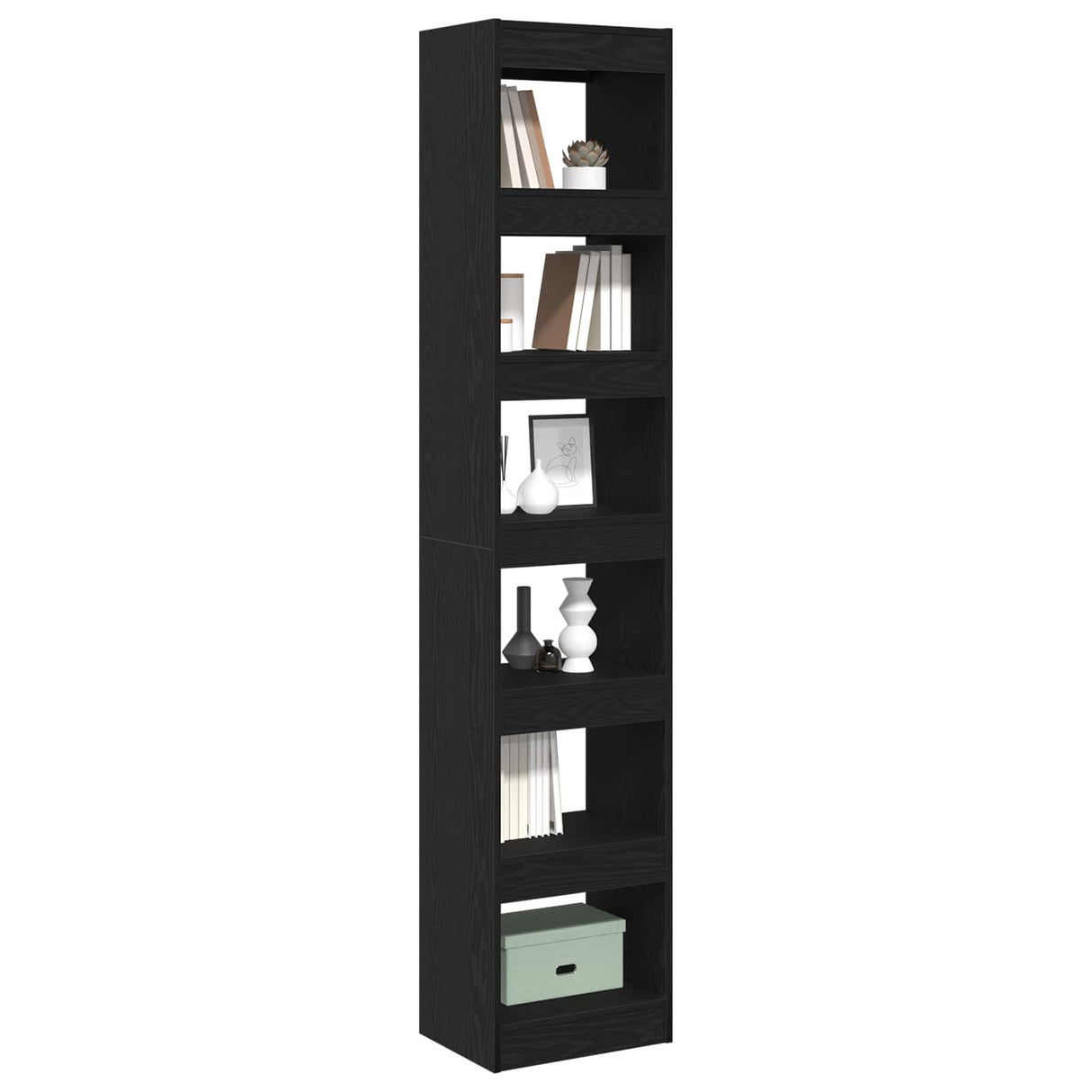 Book Cabinet 6-Tier 40 x 30 x 198 cm Engineered Wood Black Oak
