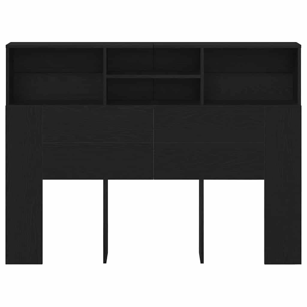 Headboard Cabinet Black oak 140 x 19 x 103.5 cm Engineered wood