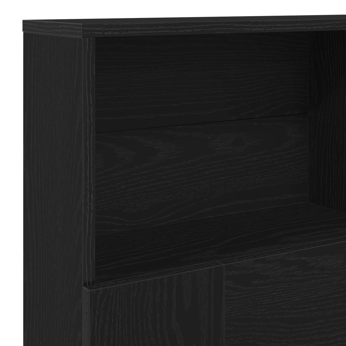 Headboard Cabinet Black Oak Engineered Wood