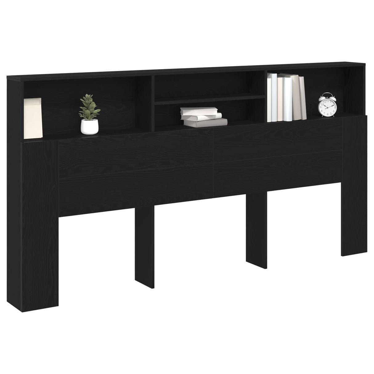 Headboard Cabinet Black Oak 200 x 19 x 103,5 cm Engineered Wood
