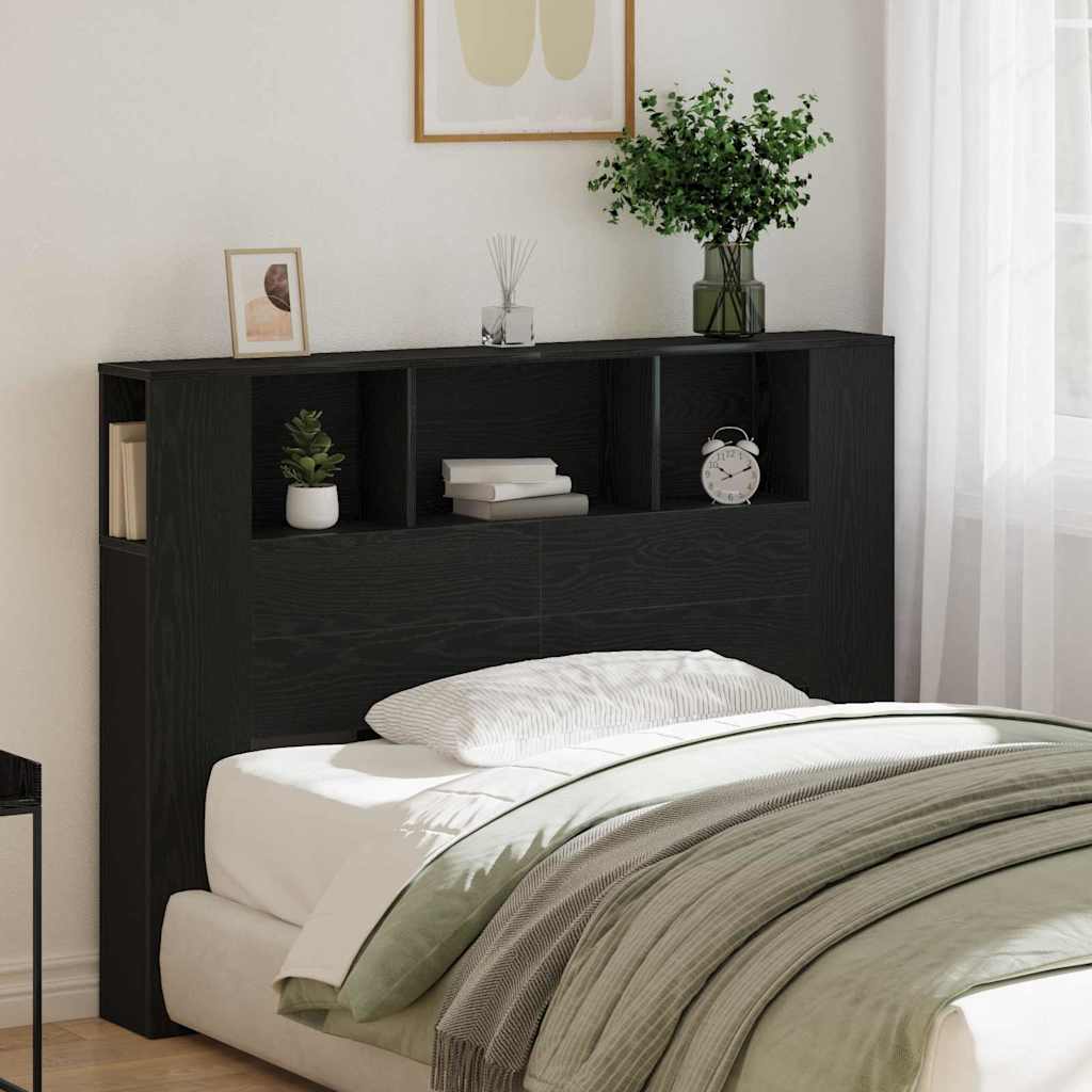 Headboard Cabinet Black oak 140 x 19 x 104.5 cm Engineered wood