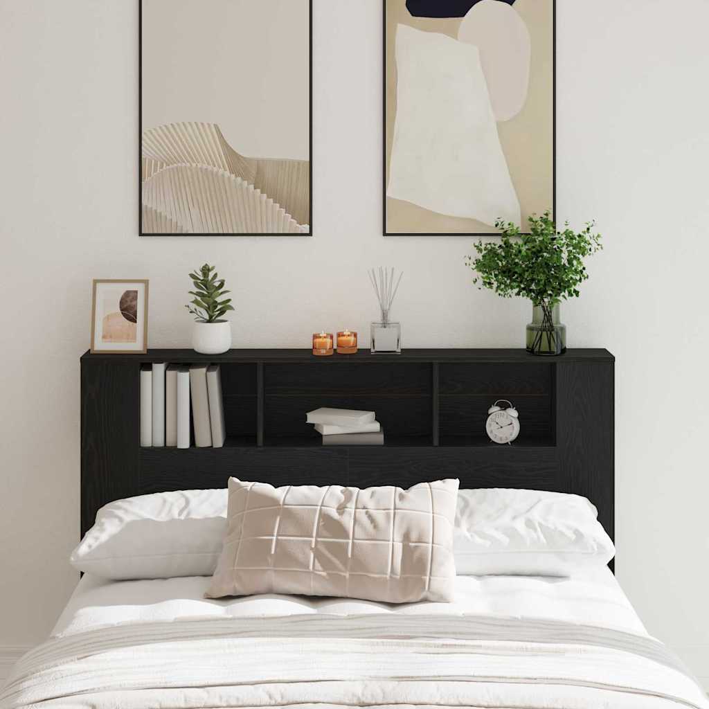 Headboard Cabinet Black oak 160 x 19 x 104.5 cm Engineered wood