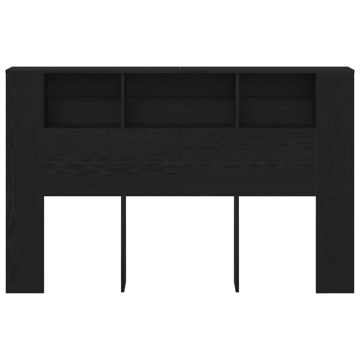Headboard Cabinet with Storage Black Oak Engineered Wood