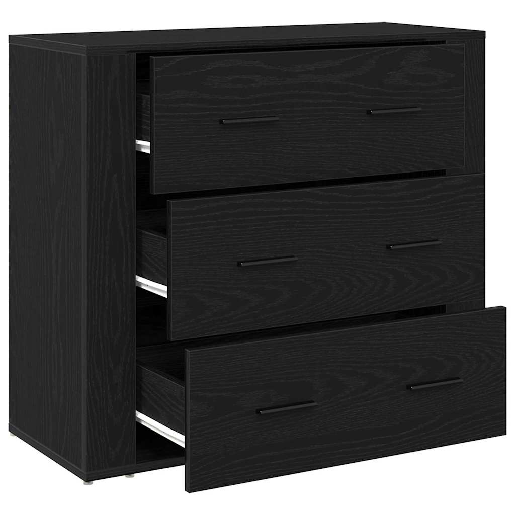 Sideboard with Drawer Black Oak 80 x 33 x 70 cm Engineered Wood