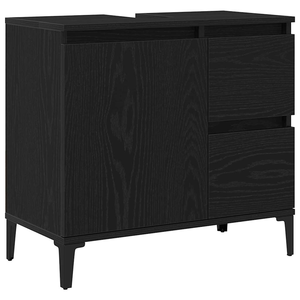 Bathroom Cabinet Black Oak 65 x 33 x 60 cm Engineered Wood
