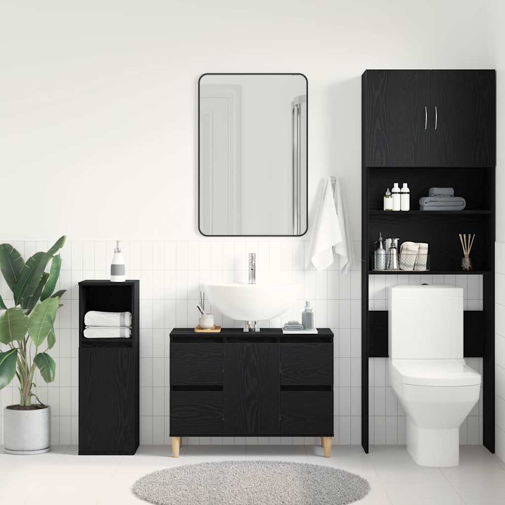 Sink cabinet Black oak 80 x 33 x 60 cm Engineered Wood