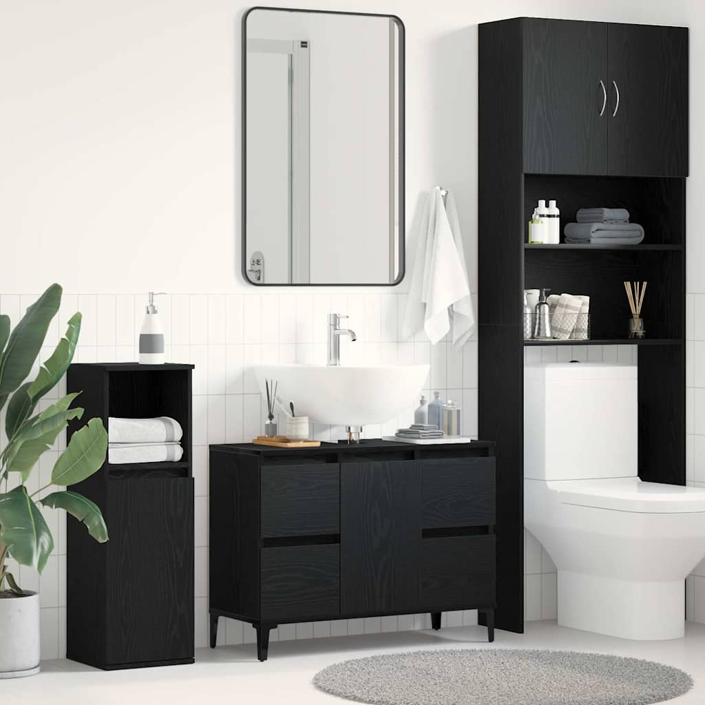 Sink cabinet Black oak 80 x 33 x 60 cm Engineered Wood
