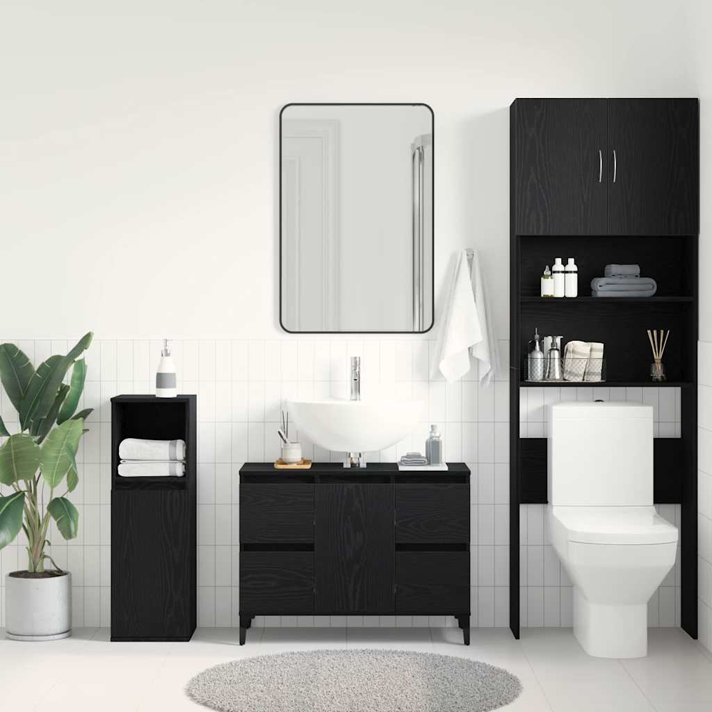 Sink cabinet Black oak 80 x 33 x 60 cm Engineered Wood