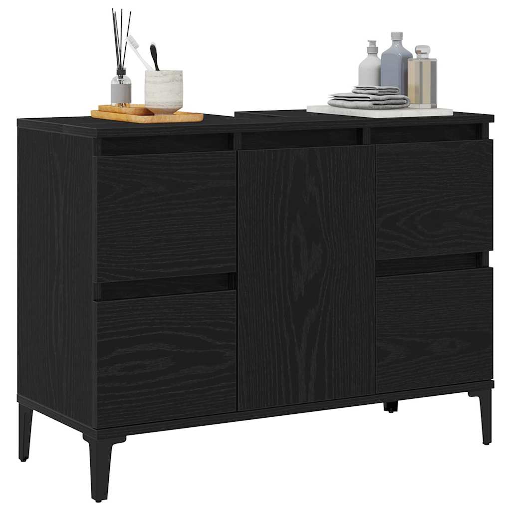 Bathroom Sink Cabinet Black Oak 80 x 33 x 60 cm Engineered Wood