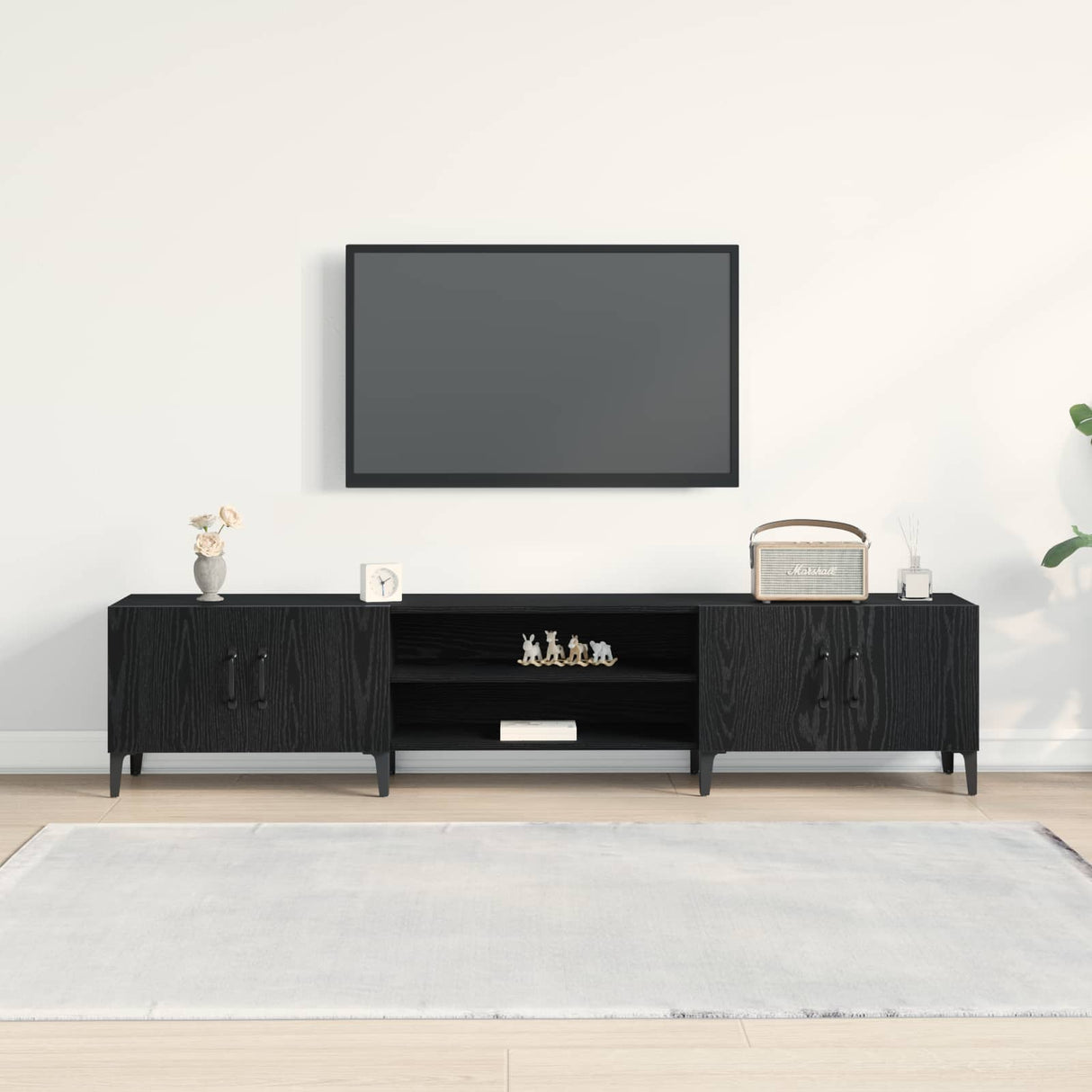 TV Cabinet 180 x 31,5 x 40 cm Black Oak Engineered Wood