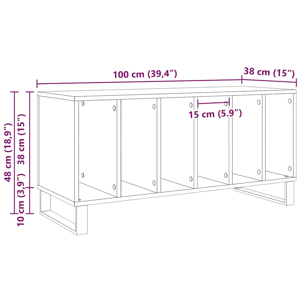 Record Cabinet Artisan oak 100 x 38 x 48 cm Engineered Wood