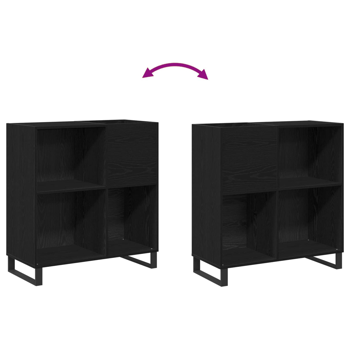 Record Cabinet Black Oak 84,5 x 38 x 89 cm Engineered Wood