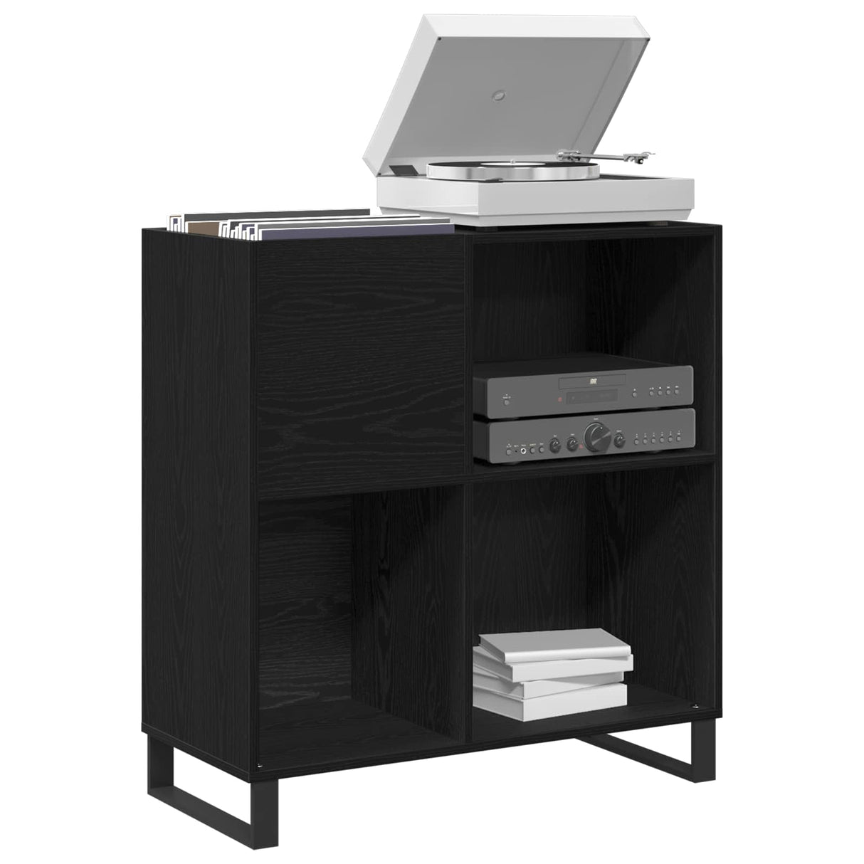 Record Cabinet Black Oak 85 x 38 x 89 cm Engineered Wood
