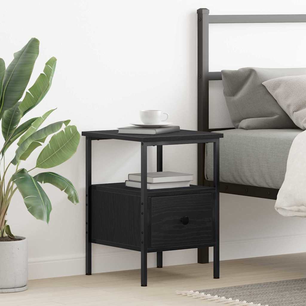 Bedside Cabinet with Drawer Black oak 34 x 36 x 50 cm