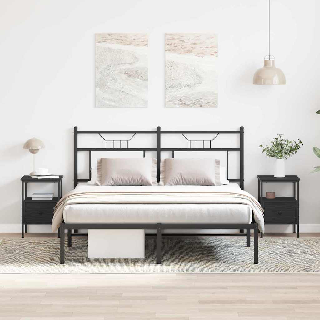 Bedside Cabinet with Drawer 2 pcs Black oak 34 x 36 x 50 cm