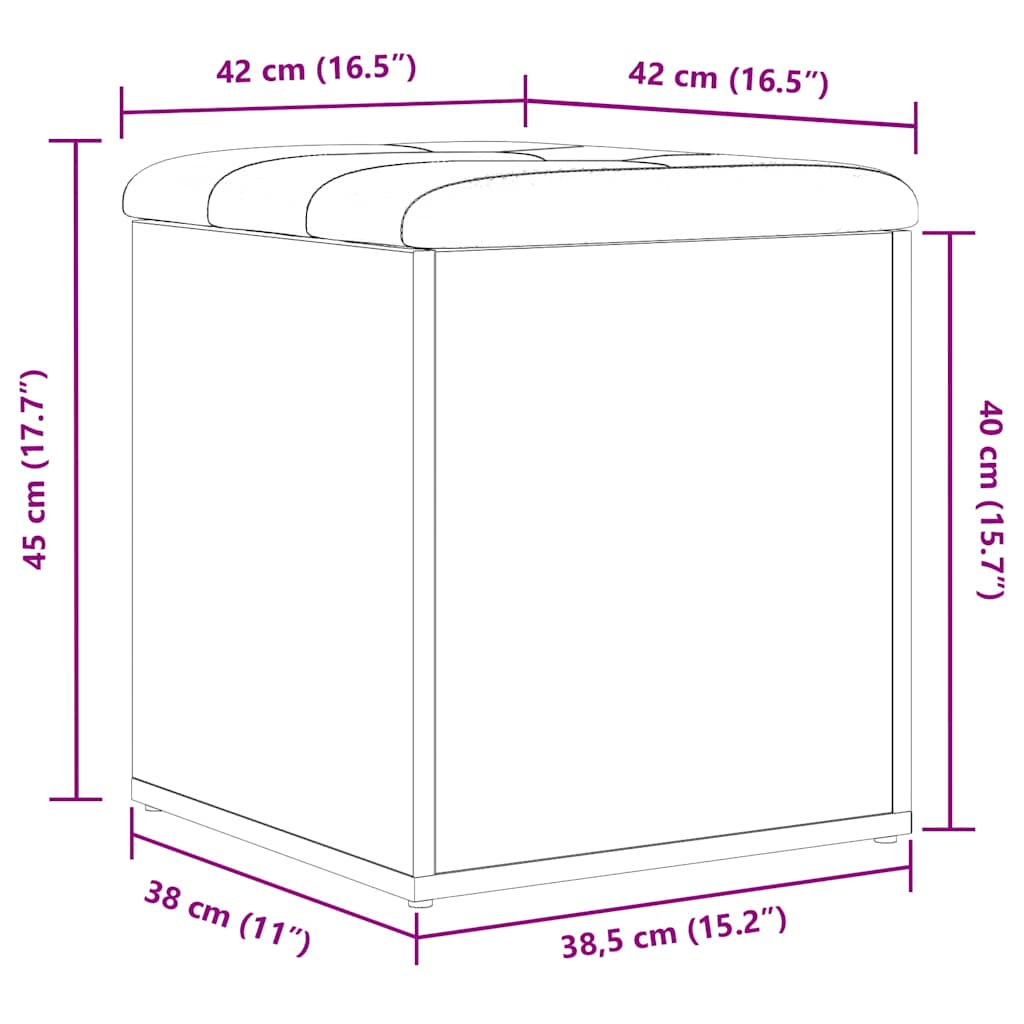 Storage Bench Black oak 42 x 42 x 45 cm Engineered Wood
