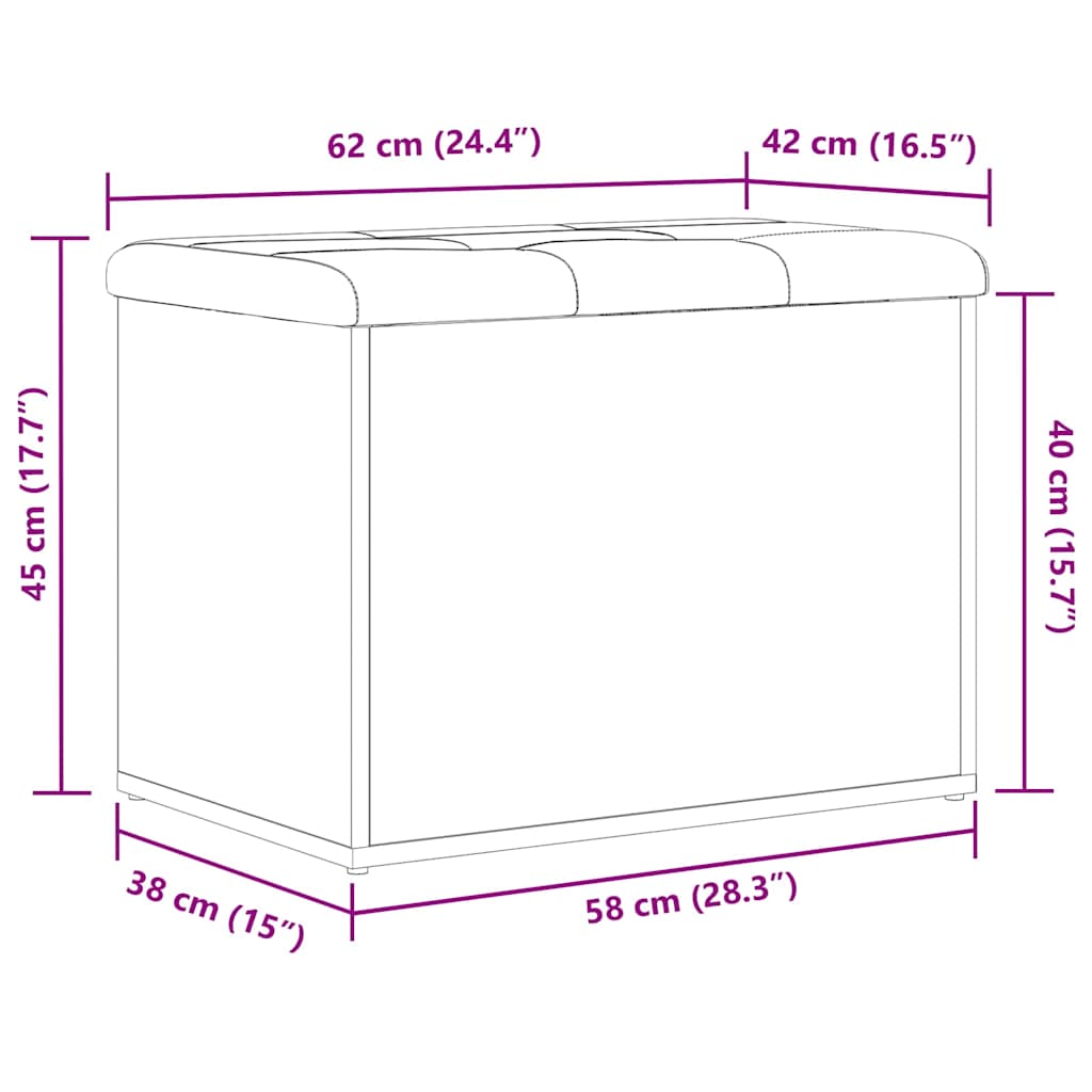 Storage Bench Black oak 62 x 42 x 45 cm Engineered Wood