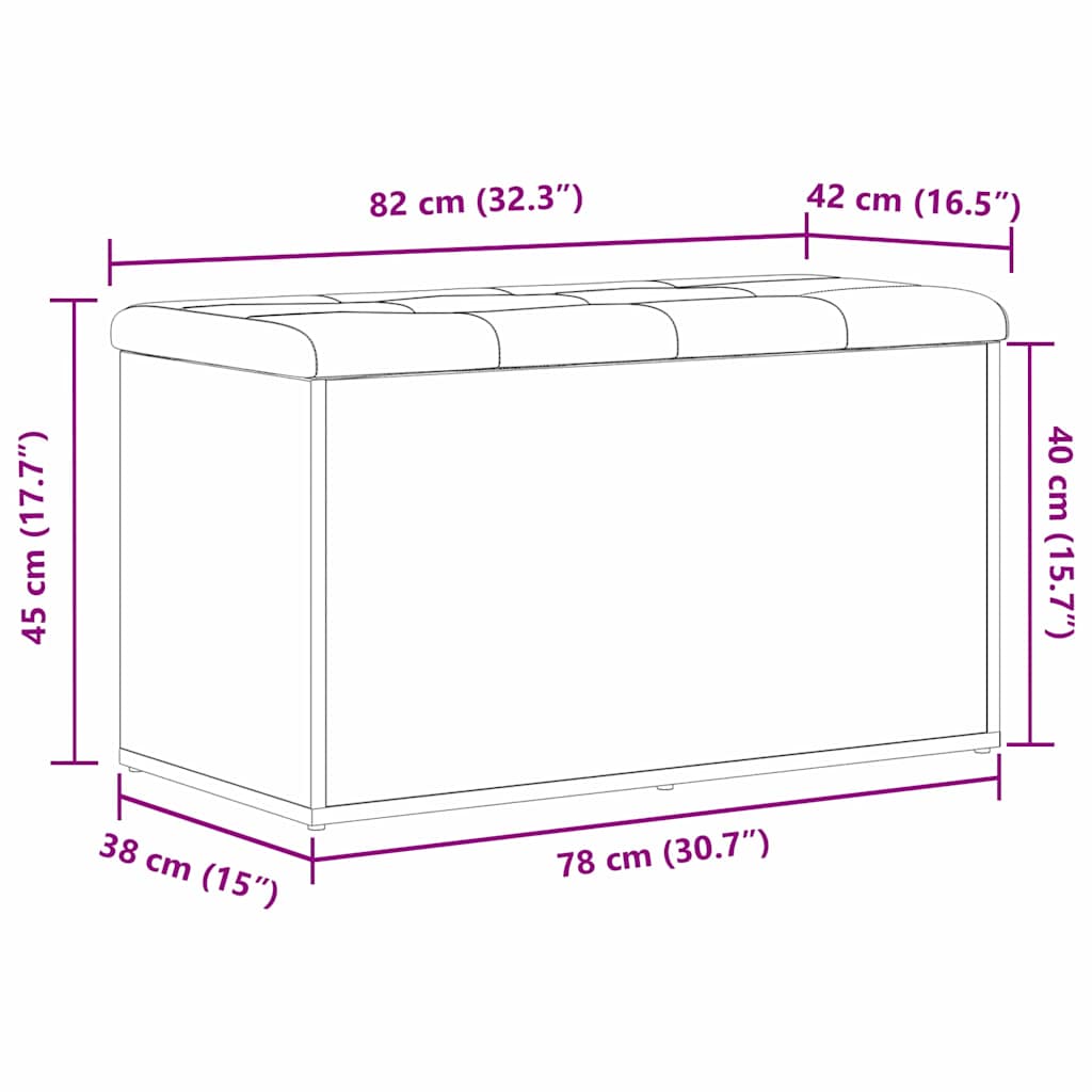 Storage Bench Black Oak 82 x 42 x 45 cm Engineered Wood