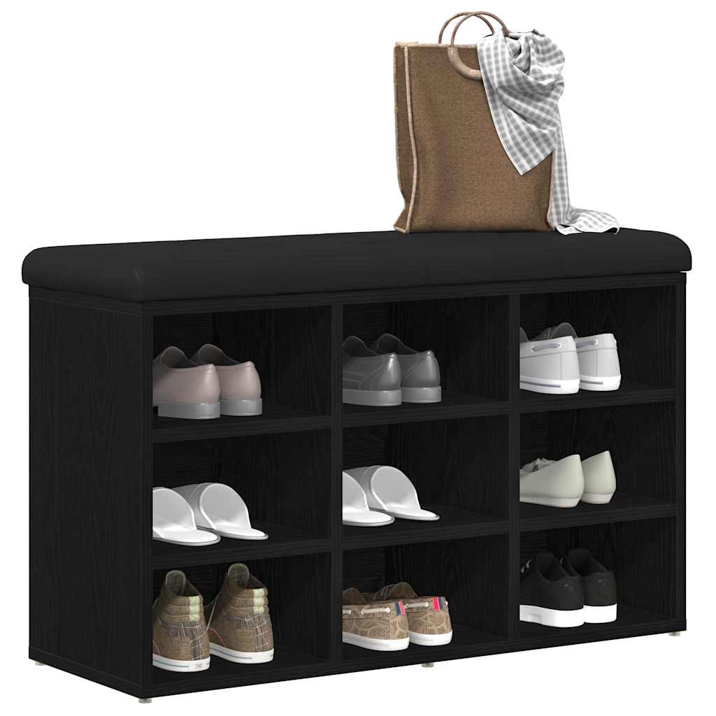 Shoe Bench with Storage Black 80 x 30 x 48 cm Engineered wood