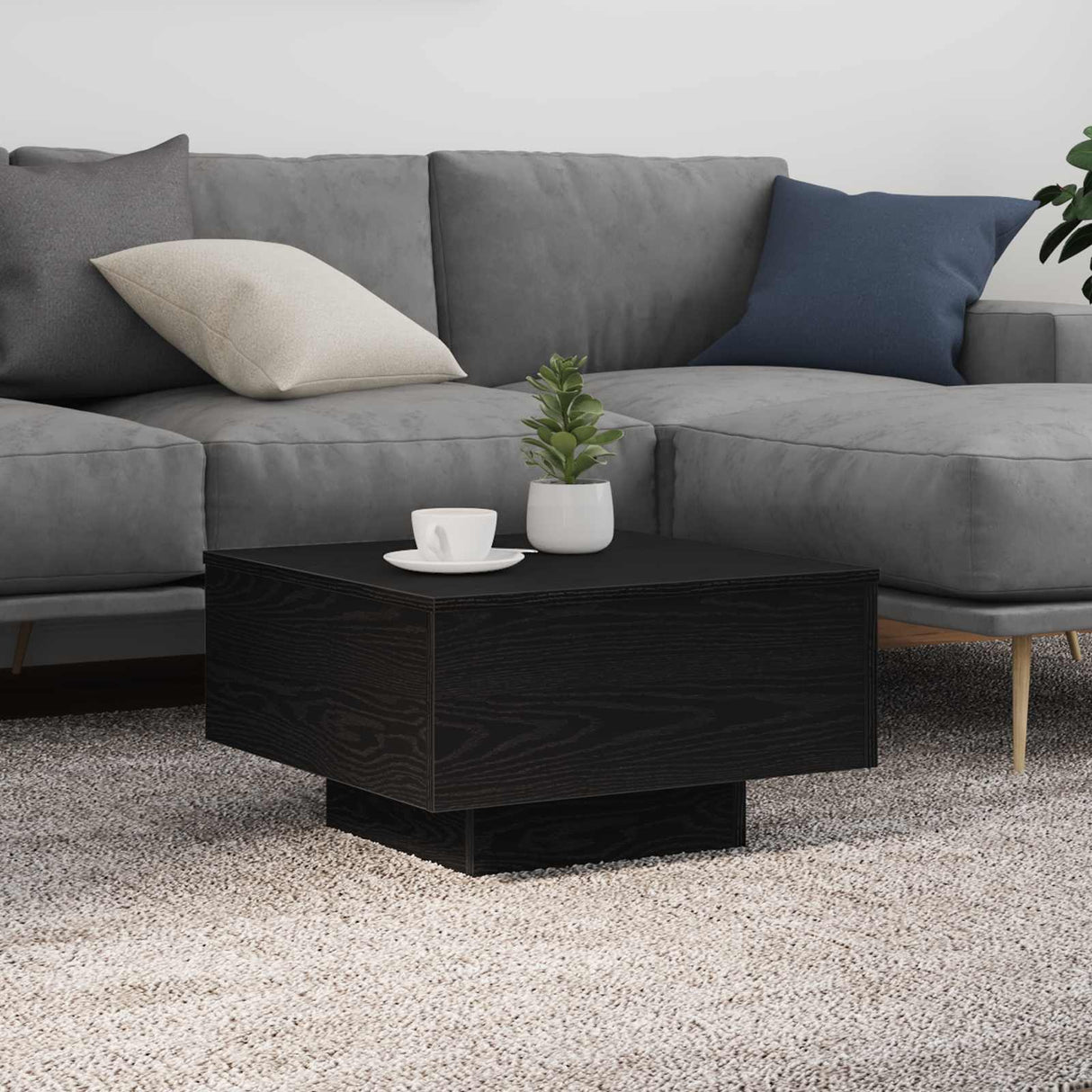 Coffee Table Black Oak 55 x 55 x 31 cm Engineered Wood