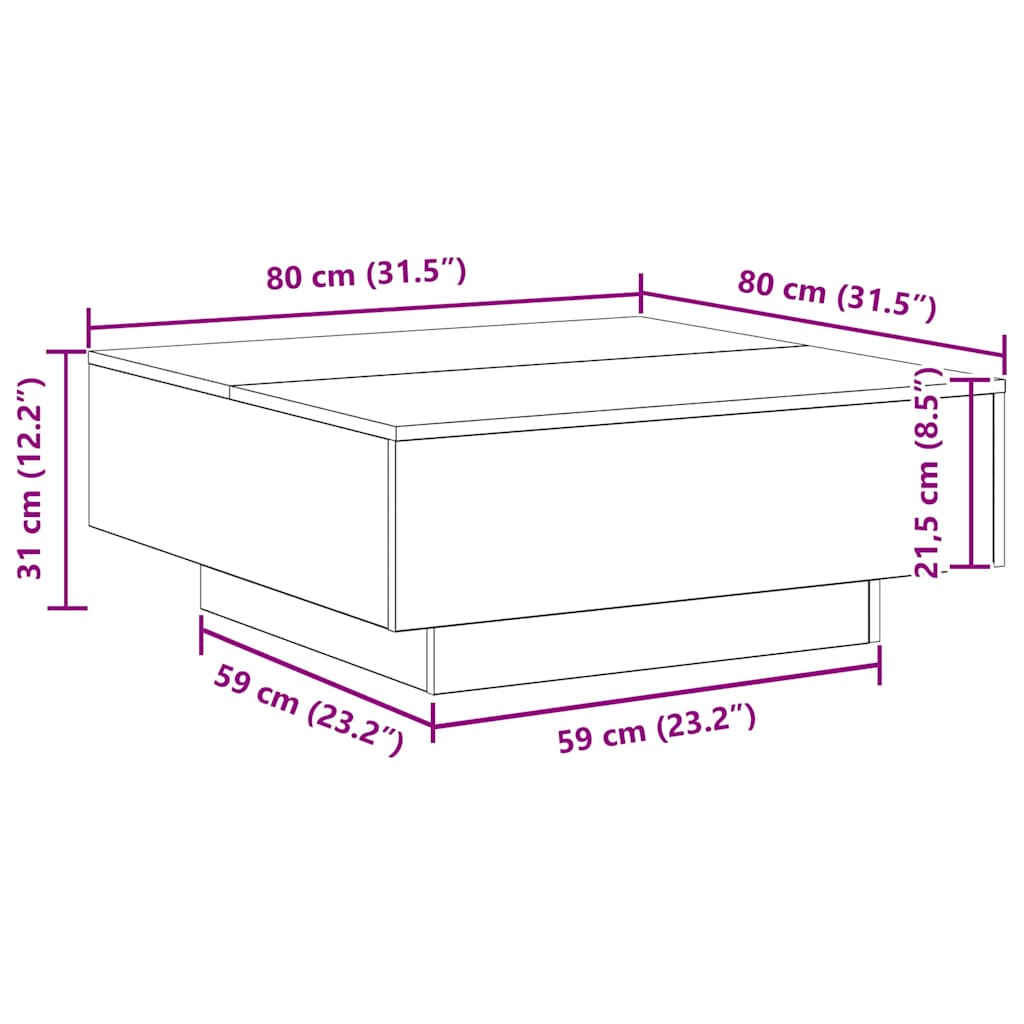 Coffee Table Black oak 80 x 80 x 31 cm Engineered wood