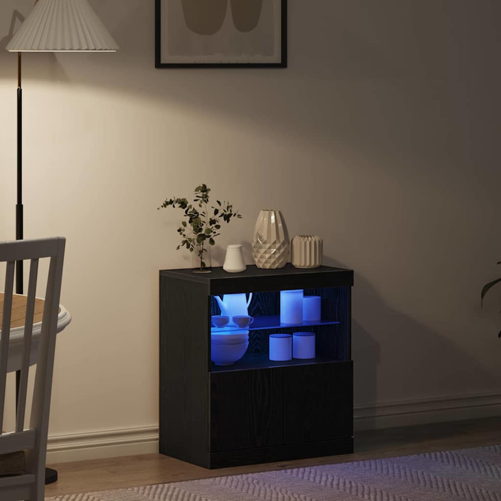LED Sideboard Black 60,5 x 37 x 67 cm Engineered Wood