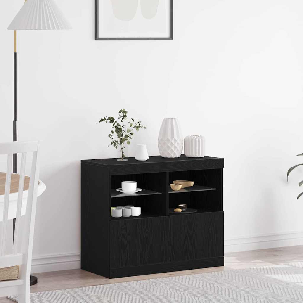 LED Sideboard Black 81 x 37 x 66.5 cm Engineered Wood