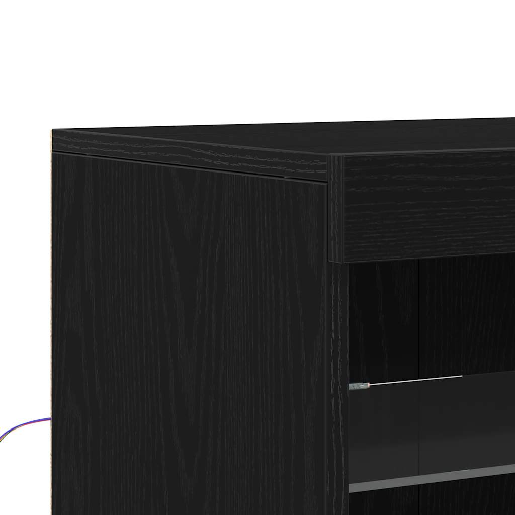 LED Sideboard Black Oak 60,5 x 37 x 67 cm Engineered Wood