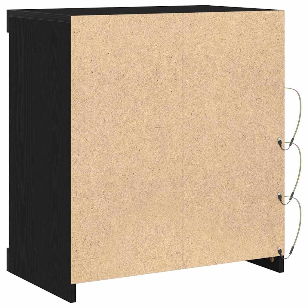 LED Sideboard Black Oak 60,5 x 37 x 67 cm Engineered Wood