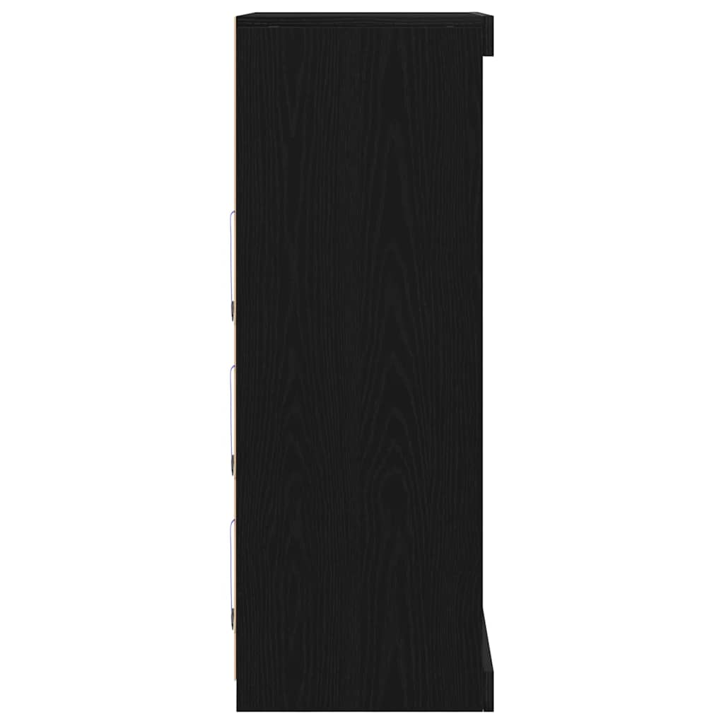 LED Sideboard Black Oak 60,5 x 37 x 100 cm Engineered Wood