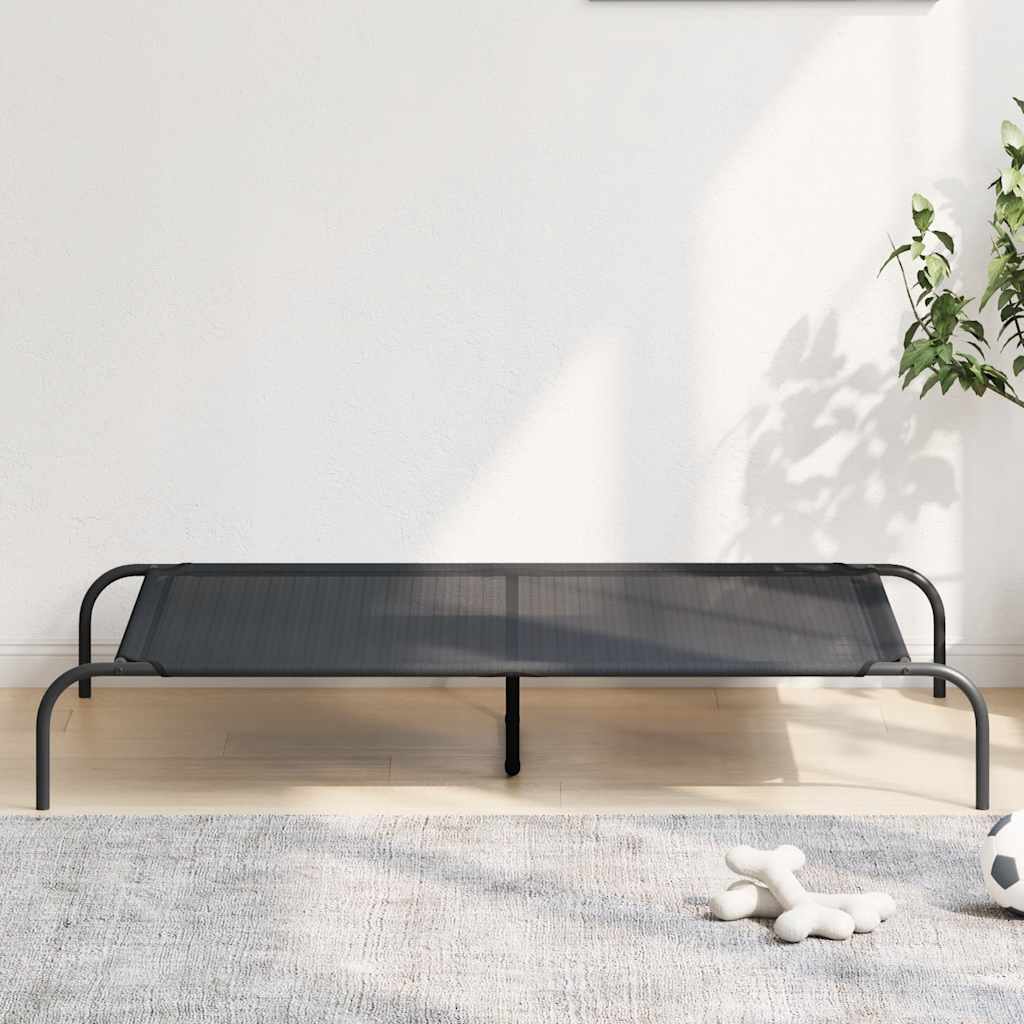 Elevated Dog Bed Black 130x80x20 cm Textilene and Steel