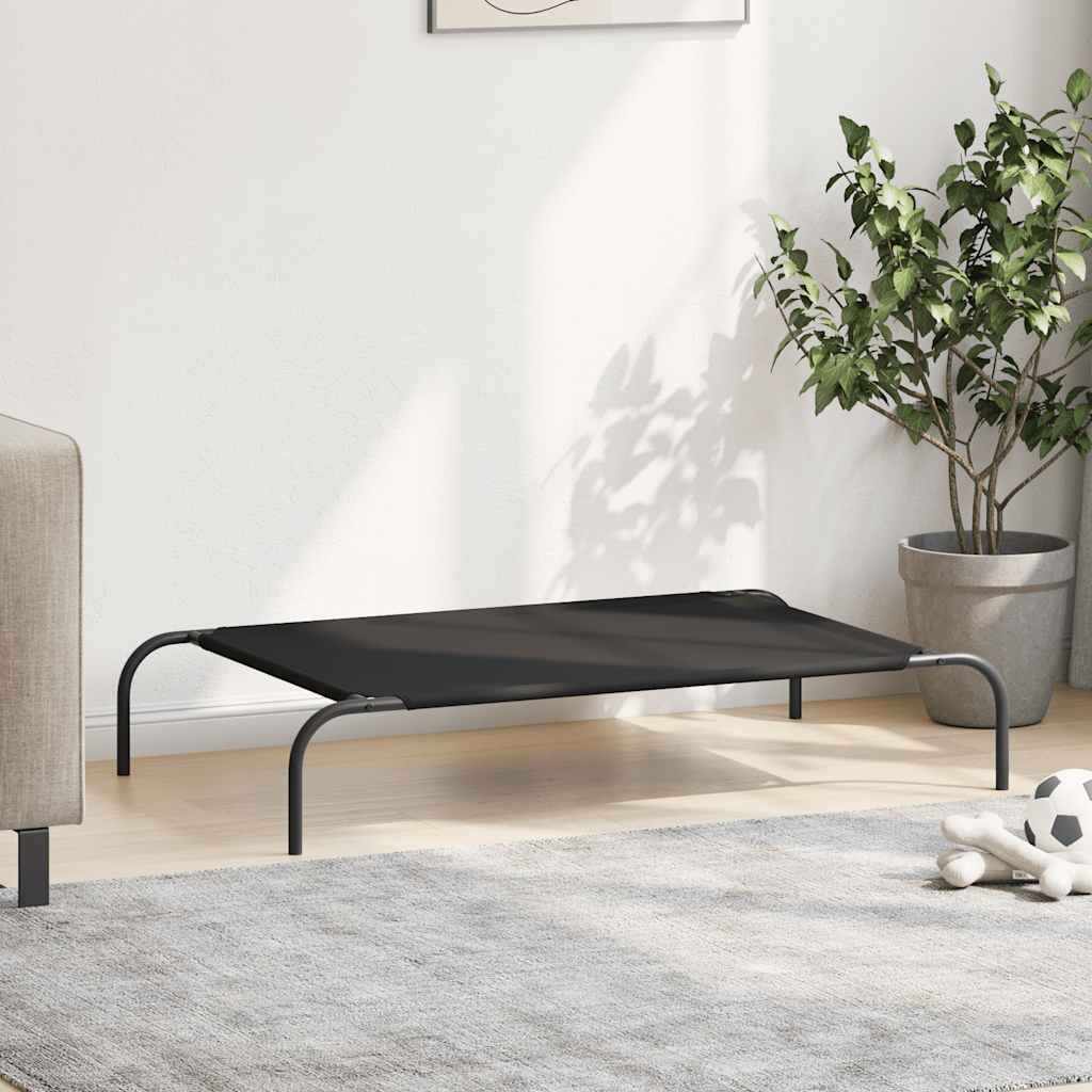 Elevated Dog Bed Black 110x65x20 cm Oxford Fabric and Steel