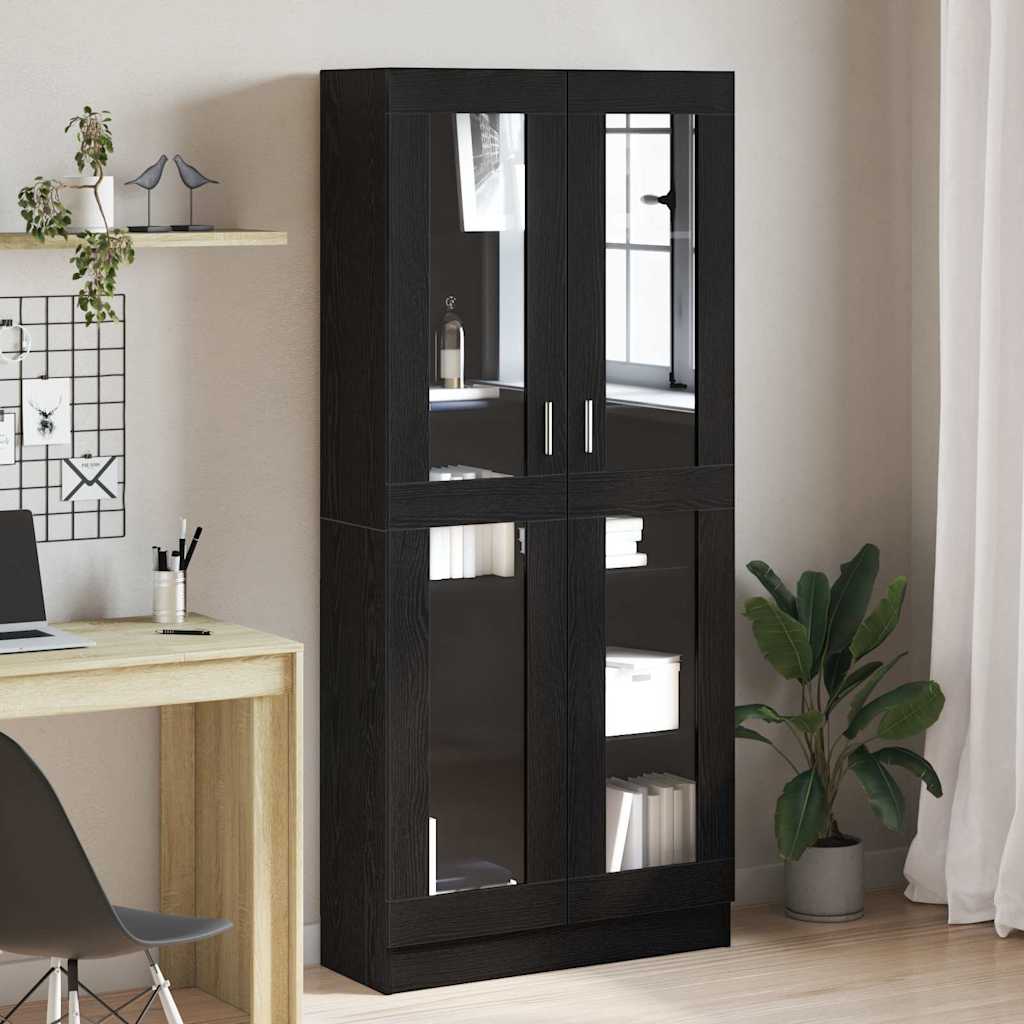 Book Cabinet Black oak 82.5 x 30.5 x 185 cm Engineered Wood