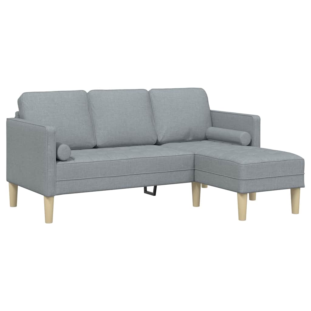 Sofa Set with Cushion Light Grey Polyester