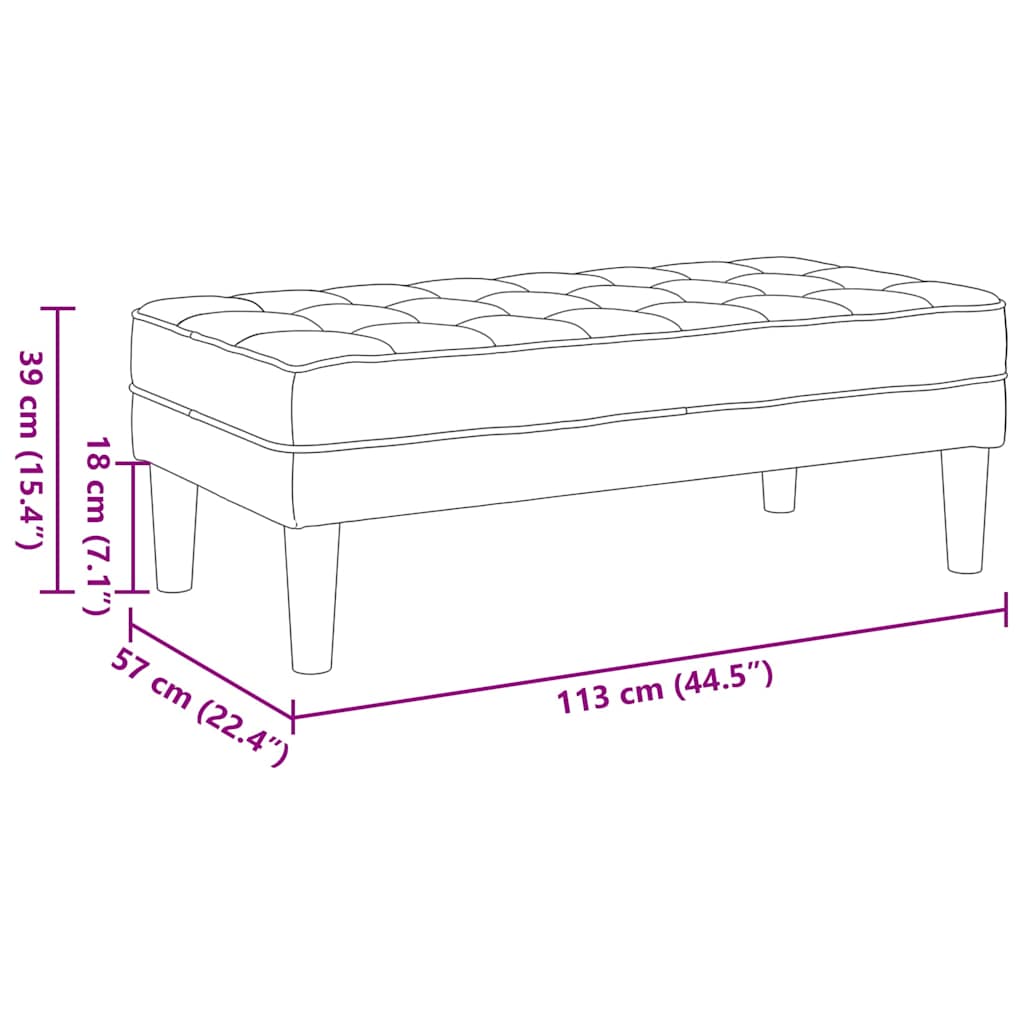 Bench with Cushion Light Grey 113 x 57 x 39 cm Fabric