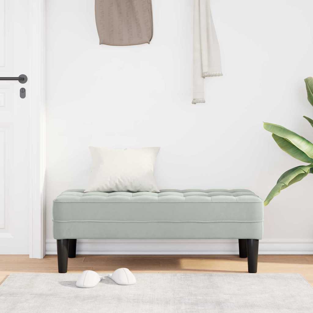 Bench with Cushion Light Grey 113 x 57 x 39 cm Velvet