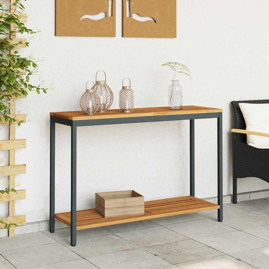 Outdoor Table with Storage Natural and black 110 x 35 x 75 cm