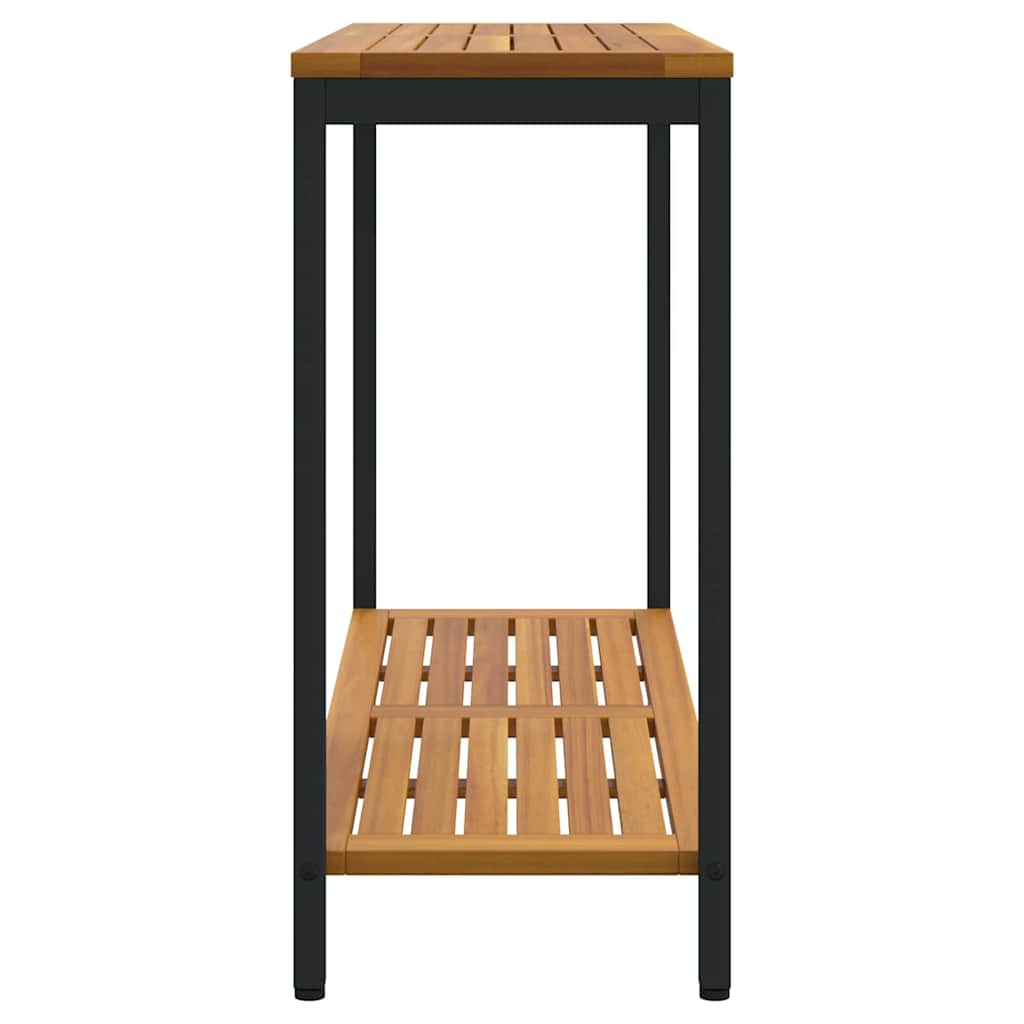 Outdoor Table with Storage Natural and black 110 x 35 x 75 cm