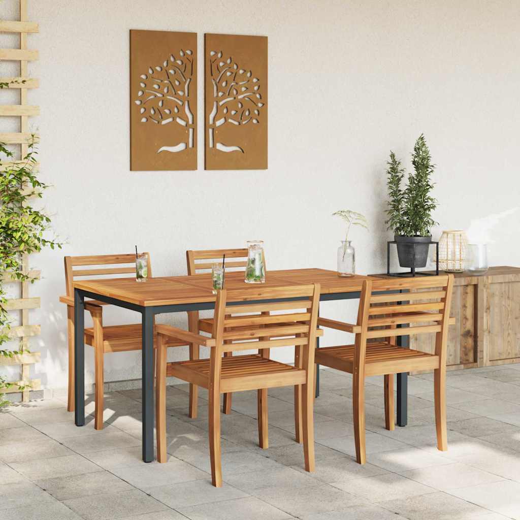 Outdoor Table Natural and Black 150 x 90 x 75 cm