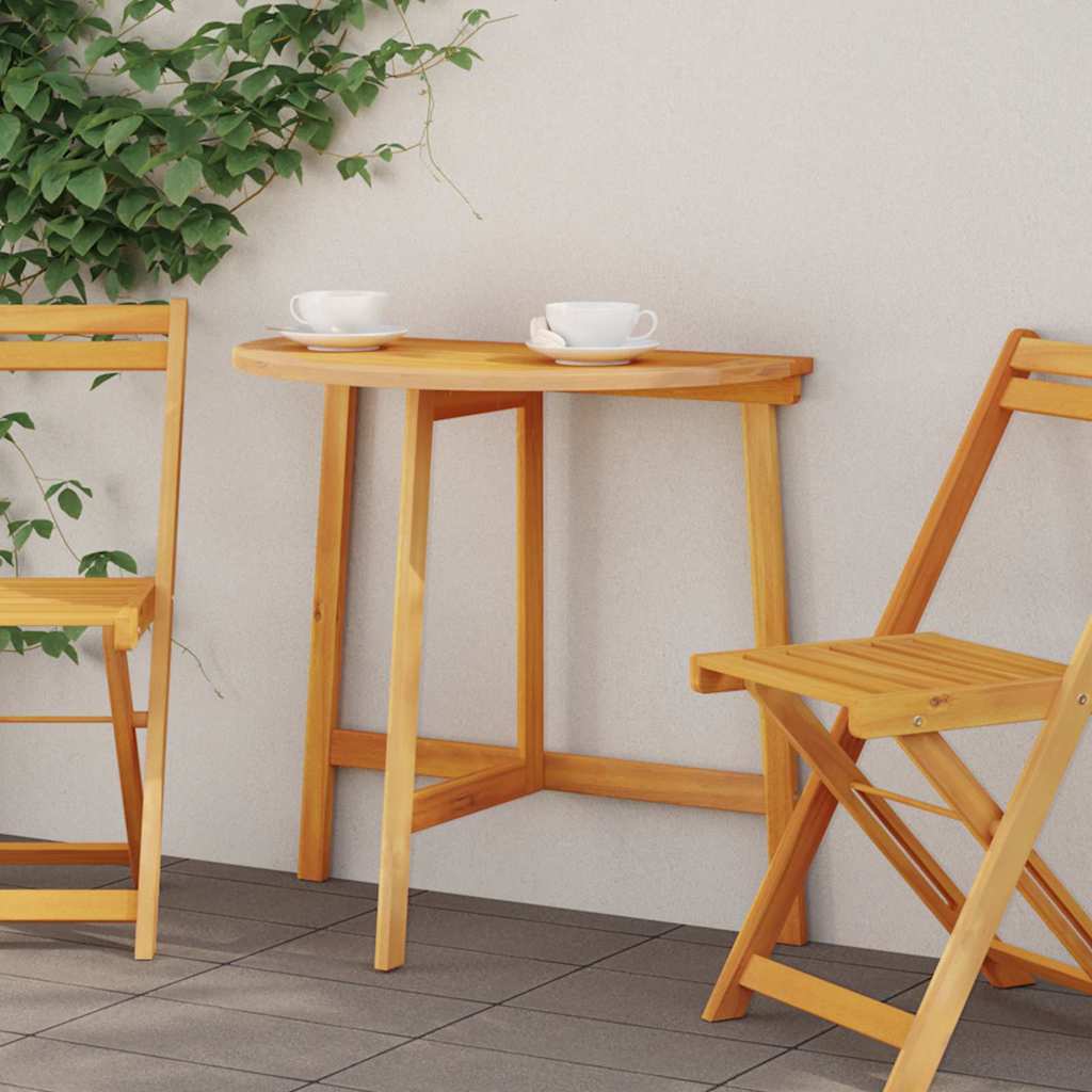 Garden Table Folding Brown 78 x 46 x 75 cm Solid Acacia Wood