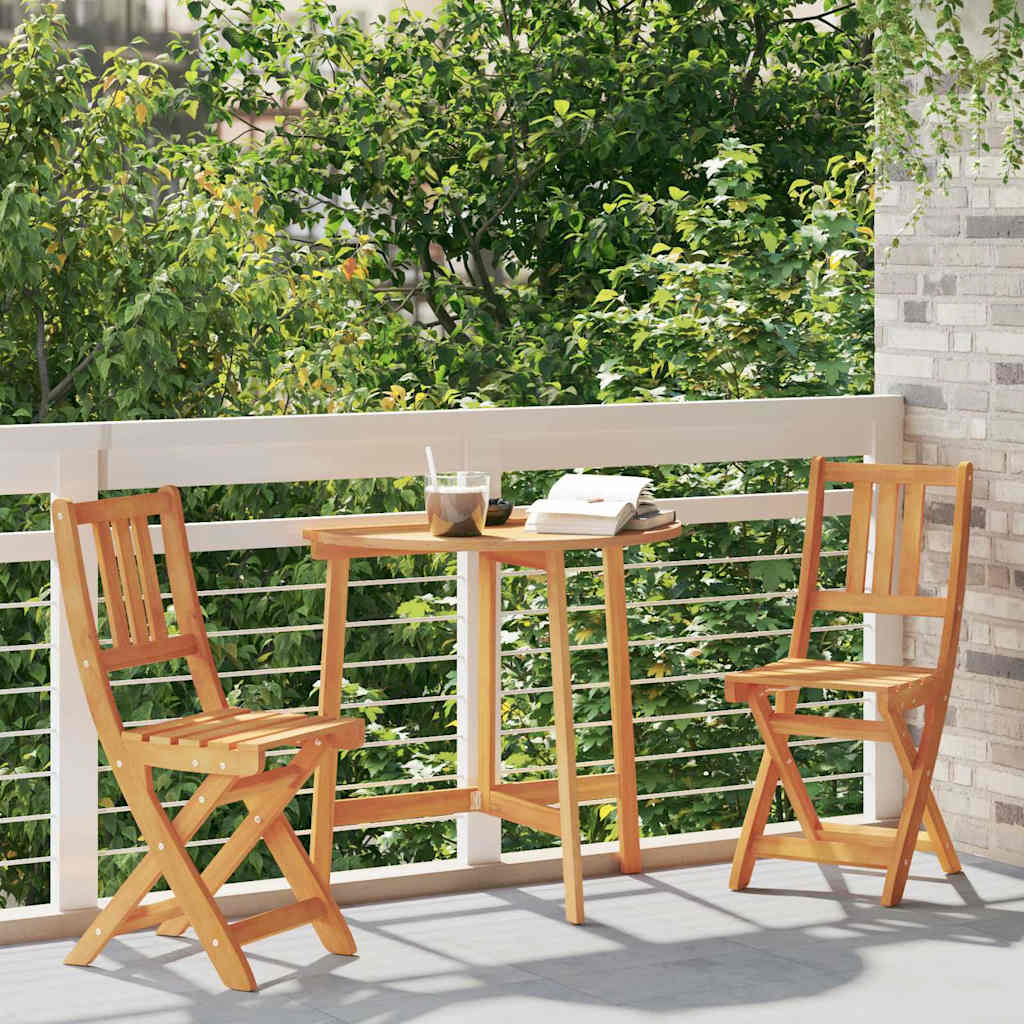 Outdoor Bistro Chairs with Cushion 2 pcs Solid Acacia Wood