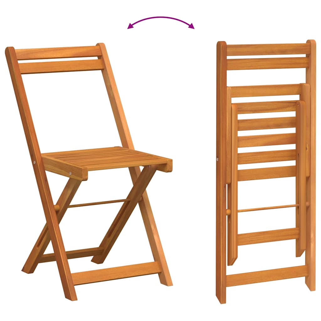 Bistro Set with Cushion 5 pcs Oil Natural Solid Acacia Wood