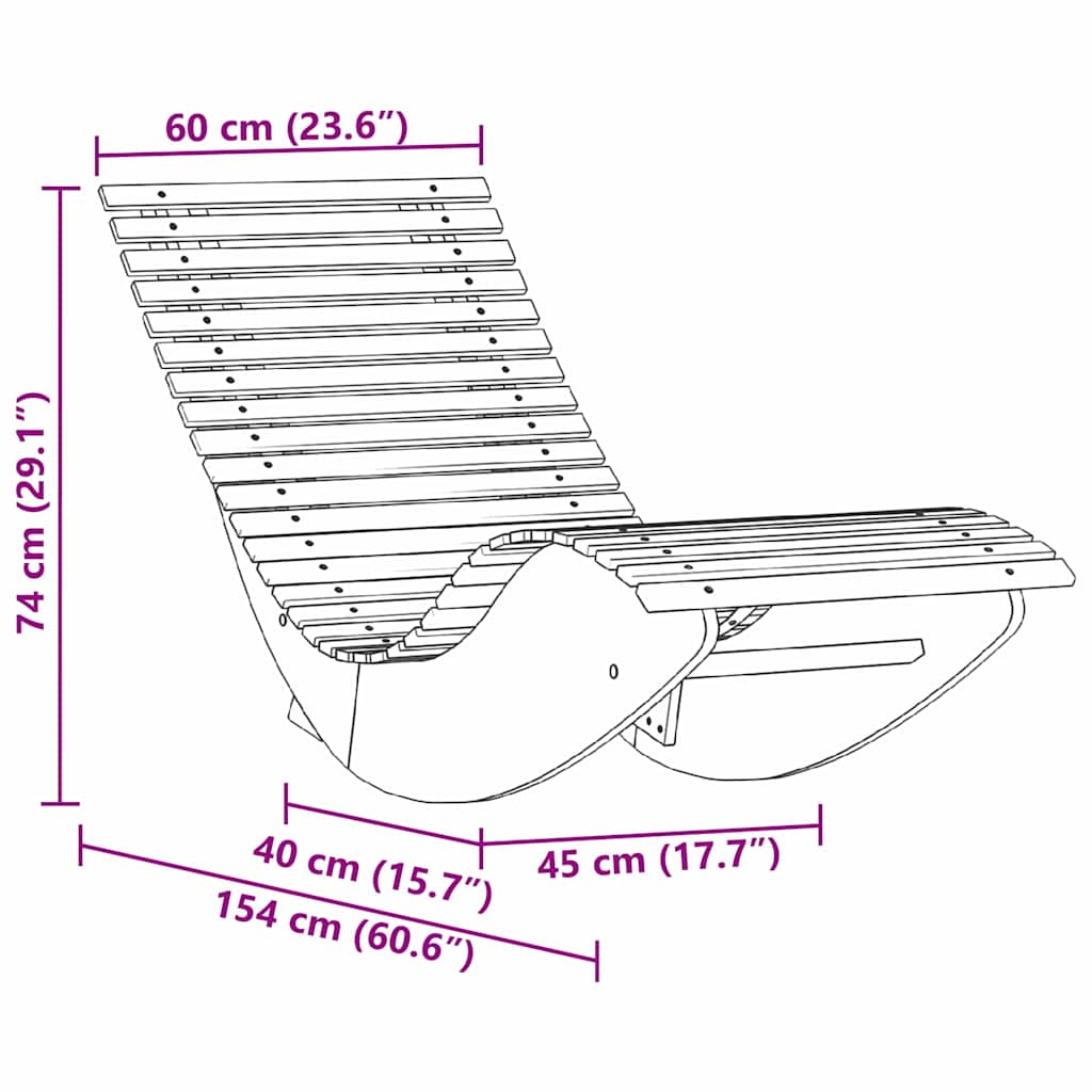 Rocking Sun Loungers 2 pcs Brown 154 x 60 x 74 cm