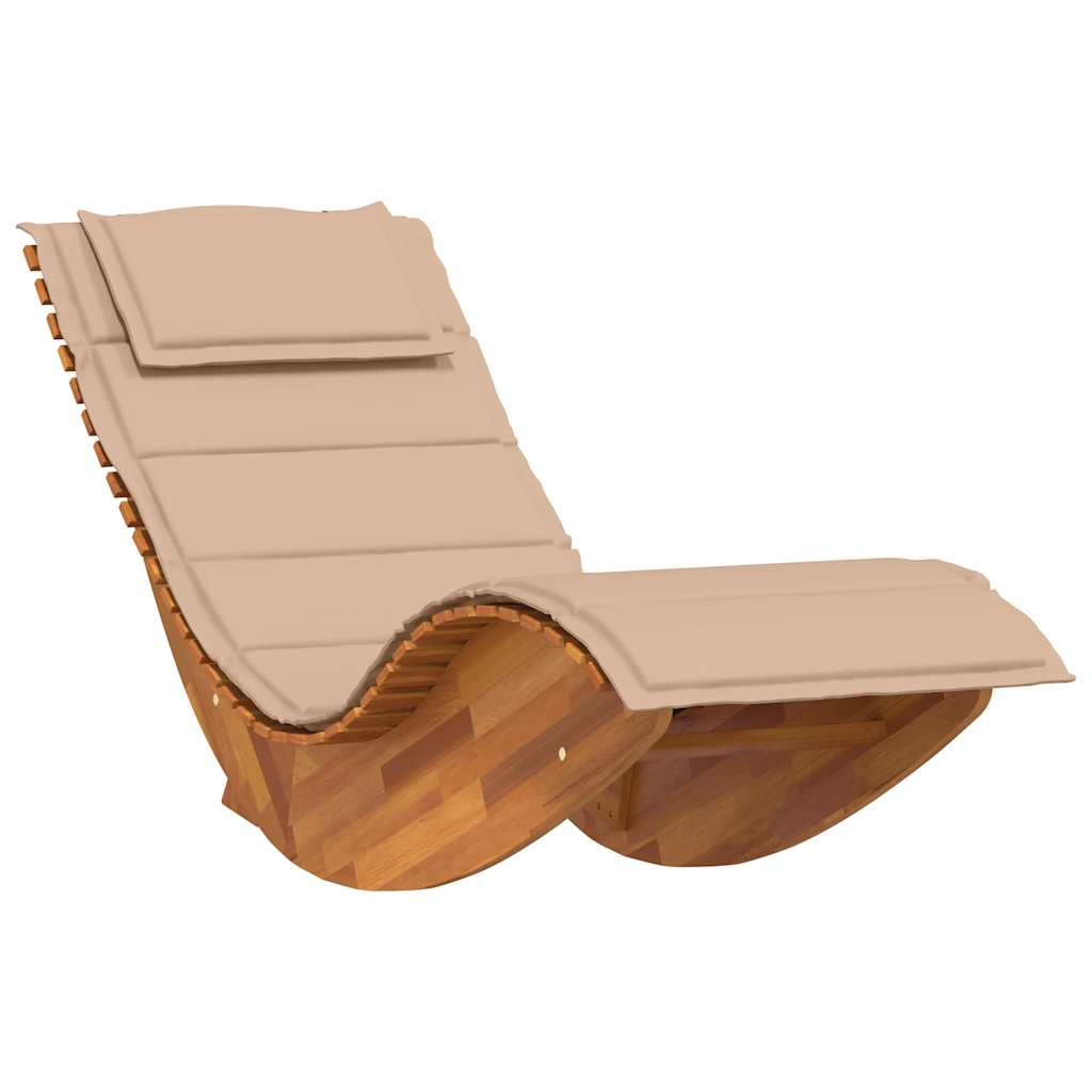 Rocking Sun Lounger with Cushion Solid Wood Acacia