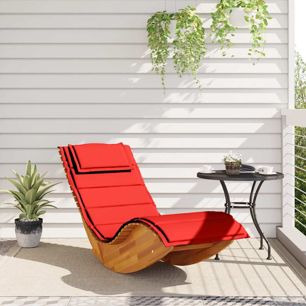 Rocking Sun Lounger with Cushion Solid Wood Acacia