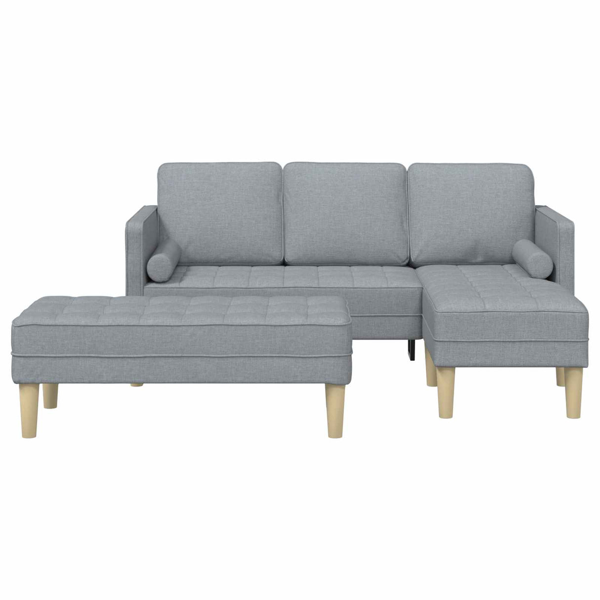 Sofa Set 2 pcs Light Grey Polyester
