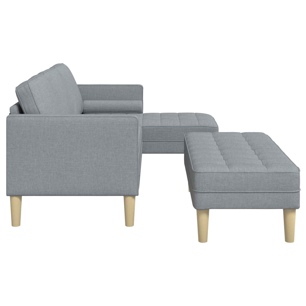 Sofa Set 2 pcs Light Grey Polyester