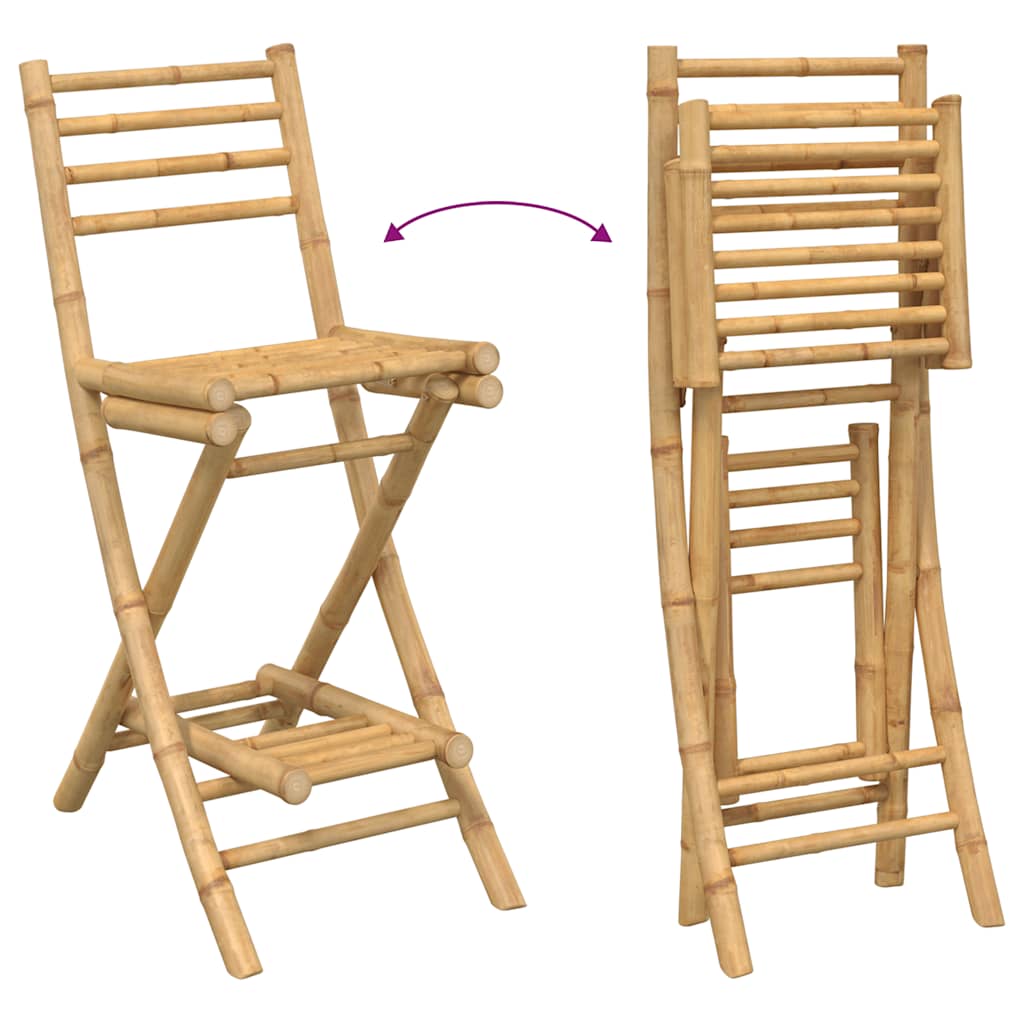 Outdoor Bar Stools with Footrests 2 pcs Foldable Bamboo
