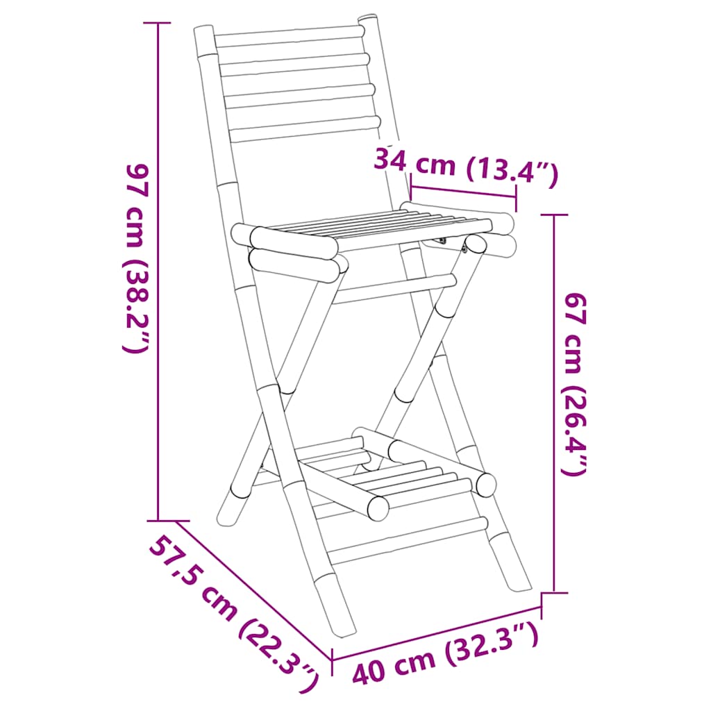 Outdoor Bar Stools with Footrests 2 pcs Foldable Bamboo