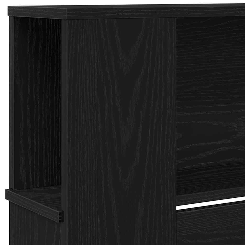 Headboard Cabinet Black Oak Engineered Wood